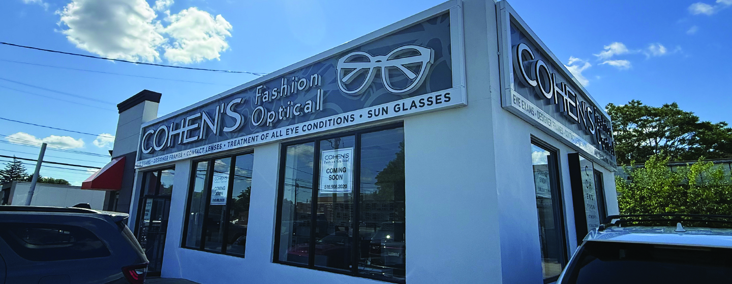 storefront of building with logo of Cohen's Fashion Optical